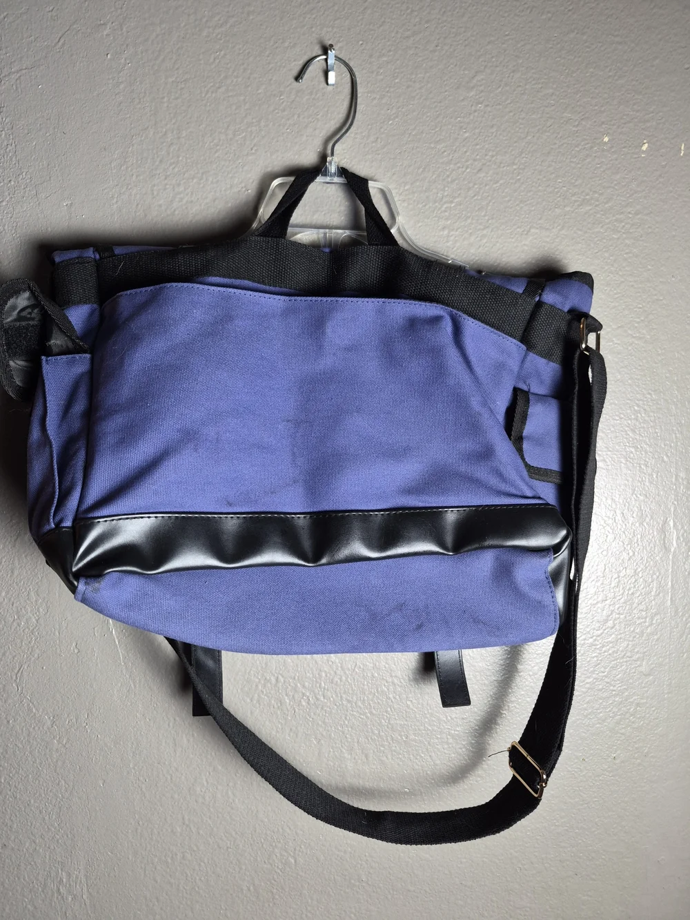 London Fog Men's Blue Canvas Messenger Bag